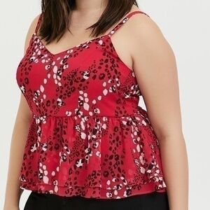 Torrid Leopard Chiffon Peplum Midi Cami Blouse sz 5 or 28 5X